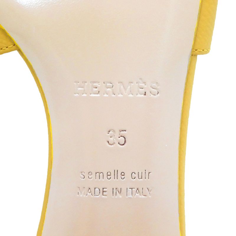Hermes Oasis Sandals Size 35 Yellow Series Yellow Heel H Motif Ladies