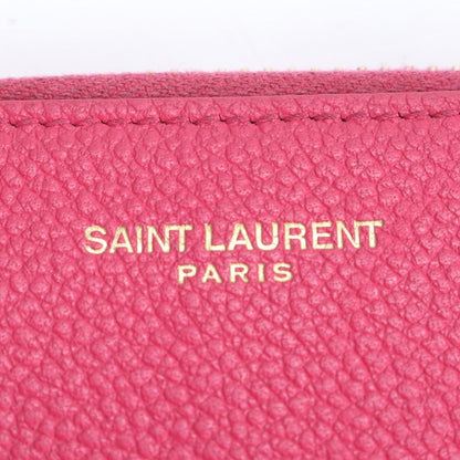 Saint Laurent Paris YSL Leather Coin Case Coin Purse Compact Wallet Round