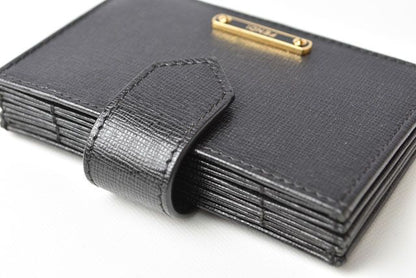 Fendi Card Case Business Card Holder Leather Black Gold
