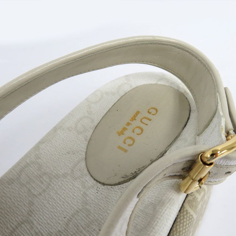 Gucci GG Platform Sandals 701153 Back Strap White Beige 36.5 Thick