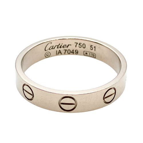 Cartier Ring - 750 White Togo Old 750 White Togo Old Love Ring #51 Silver #11