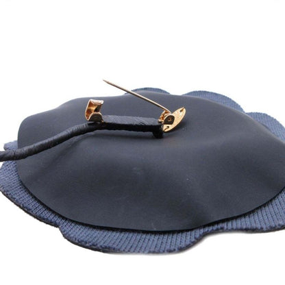 Good Chanel Camellia Leather Corsage Brooch Formal Accessory Black Ladies Used