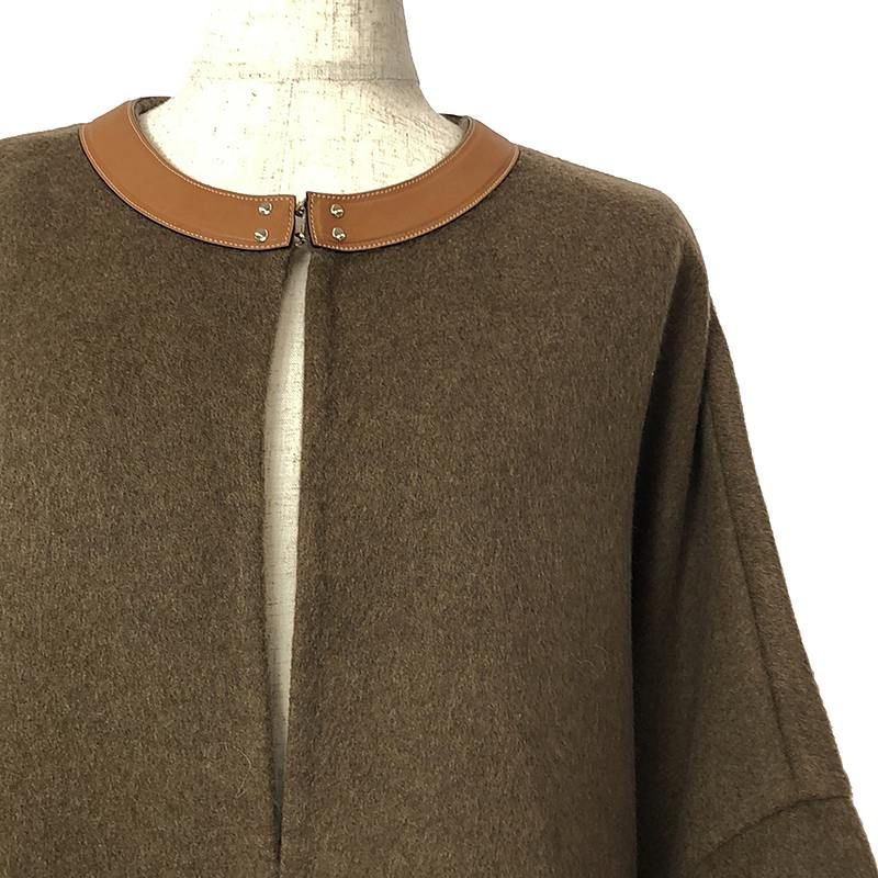 Celine 100% Cashmere Leather No-collar Sadler Coat - 40 - Brown - Women's
