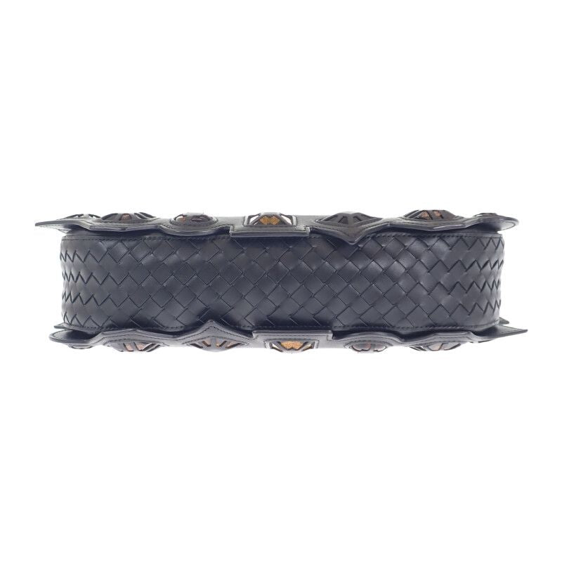 Bottega Veneta Loop Shoulder Bag Handbag Leather Black Ladies Classy Gift [AB