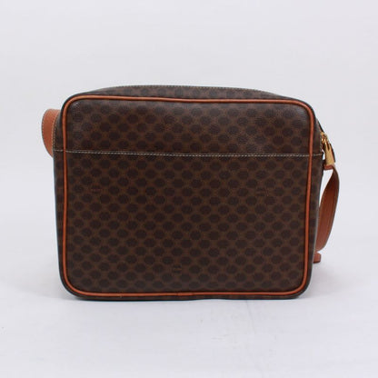 Celine Macadam Leather X PVC Brown Shoulder Bag Gold