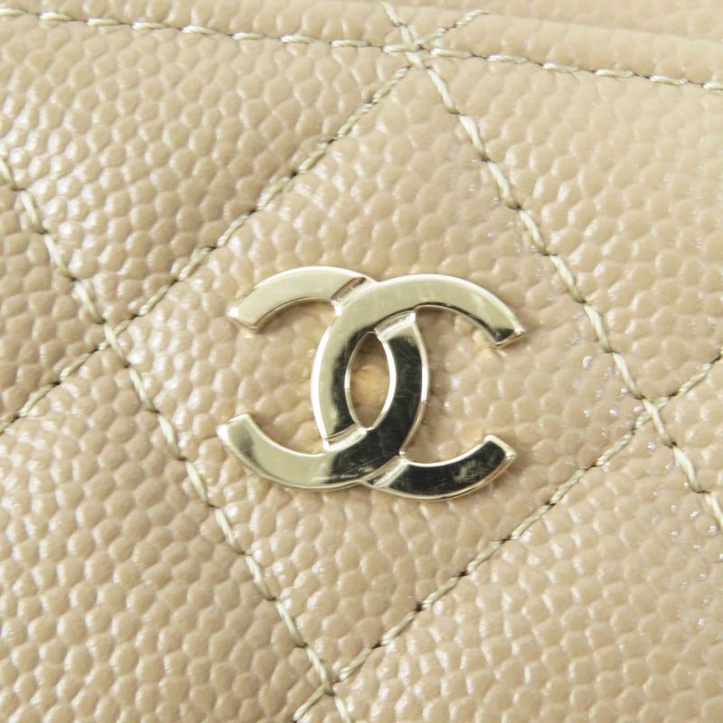 CHANEL Ap1650 Timeless Classic Caviar Skin Coin Purse / Coin Case Beige