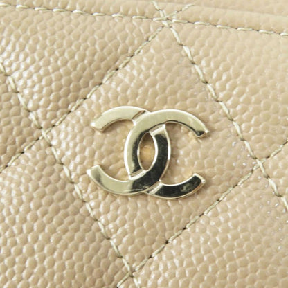CHANEL Ap1650 Timeless Classic Caviar Skin Coin Purse / Coin Case Beige