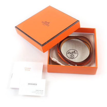 Hermes Behapi Double Tour Gold Orange Silver 3 Rows Leather Bracelet — view 2