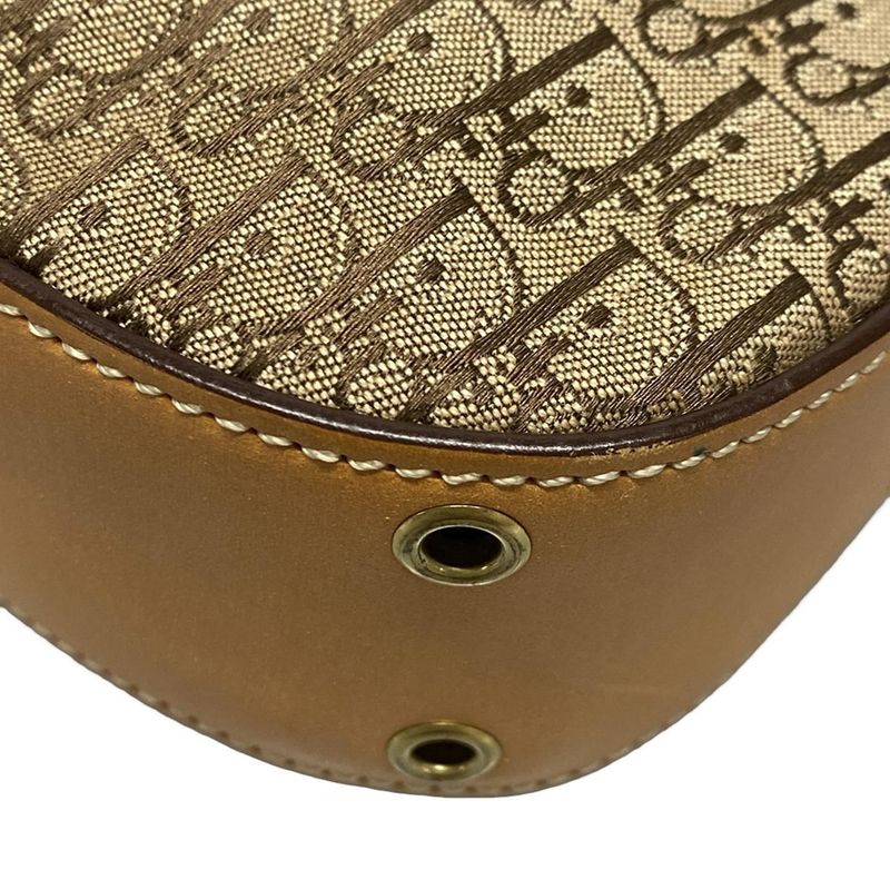 Dior/christian Dior Handbag Street Chic Dark Brown And Beige Leather