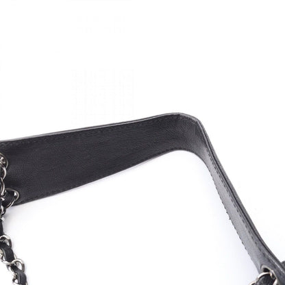 Chanel Shoulder Bag Diamond Stitch Black Leather CC Logo Chain — view 10