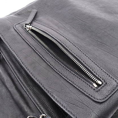 Chanel Shoulder Bag Diamond Stitch Black Leather CC Logo Chain — view 6