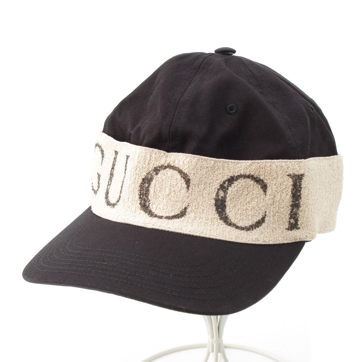 Gucci Logo Headband Baseball Cap Hat Black White