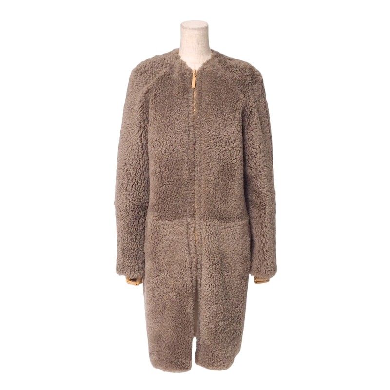 Celine Coat Size 36 《phoebe Period》 Mouton Coat Long Coat Reversible Collarless