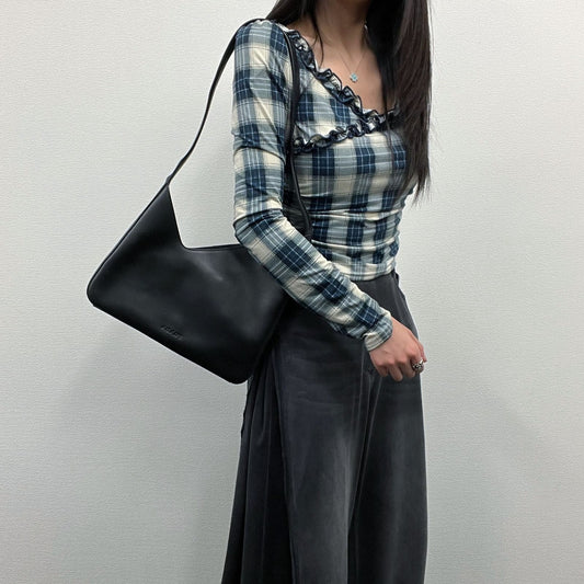 Prada Shoulder Bag Black Leather Vintage