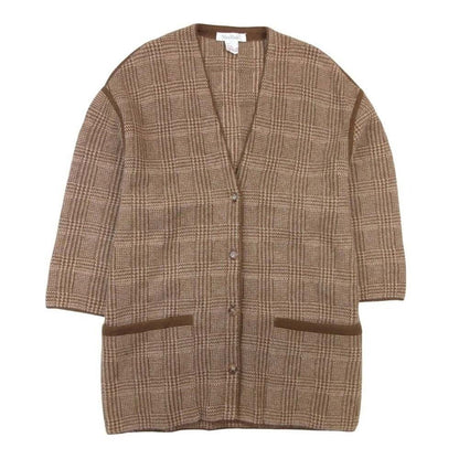 Max Mara White Tag Glen Plaid Angora Blend Long Cardigan Knit Coat S Beige