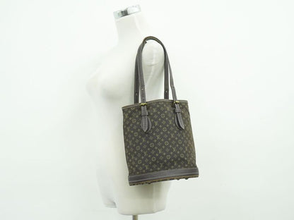 Authentic Louis Vuitton LV Bucket PM Monogram Mini Lin Shoulder Bag Tote Bag
