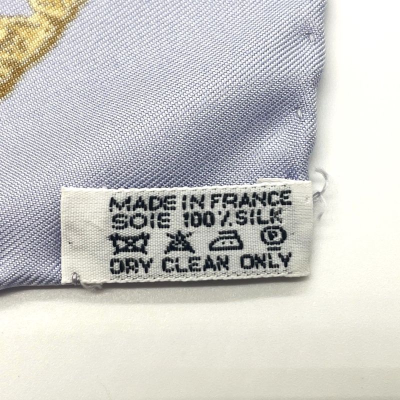 Hermes Carré 42 Golden Knight 100% Silk Scarf Blue Used 005541