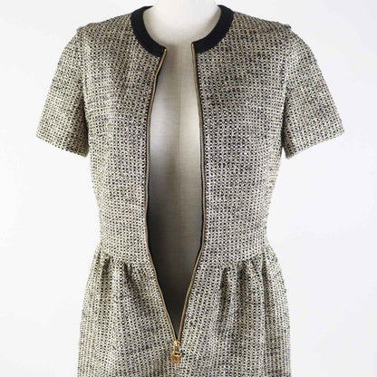Louis Vuitton 23SS 1aayvw Zip Up Lurex Tweed Dress/short Sleeve Dress Black