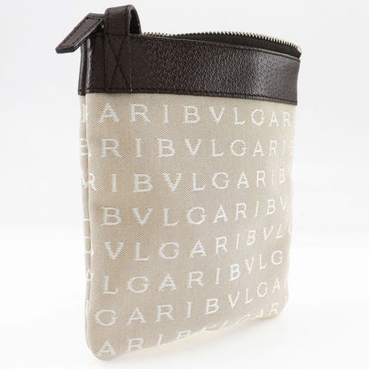 Bvlgari Bulgari Logomania Pochette Canvas And Leather Beige Unisex Shoulder Bag