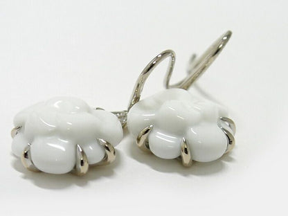 Chanel Earrings Camellia Swing Drop 750wg 18K White Gold White Togo Old Diamond
