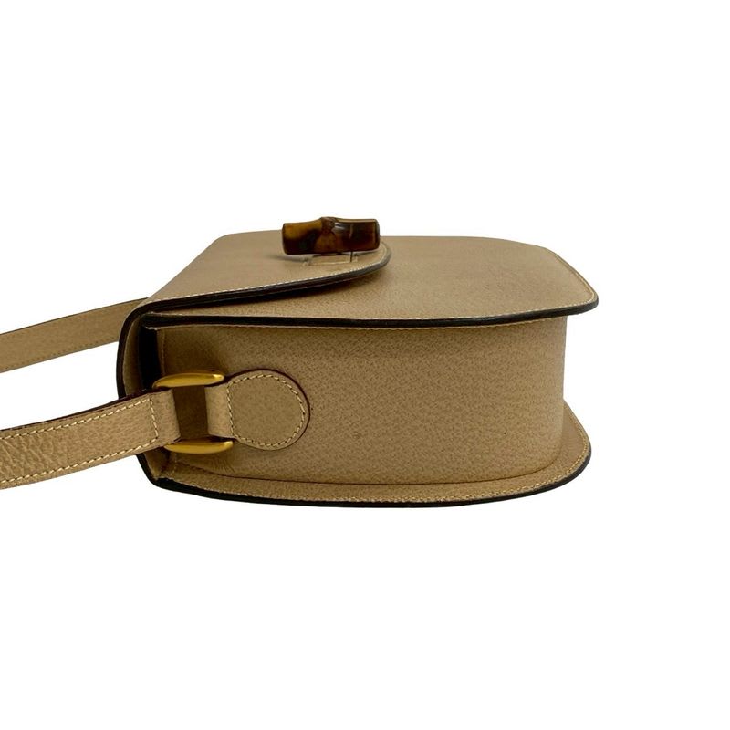 Gucci Vintage Bamboo Turnlock Leather Shoulder Bag