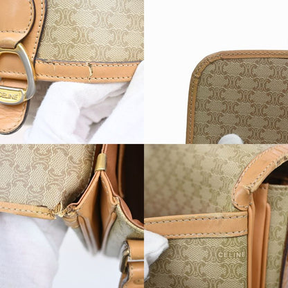 Celine Shoulder Bag Macadam Pattern Beige Leather 68ka750
