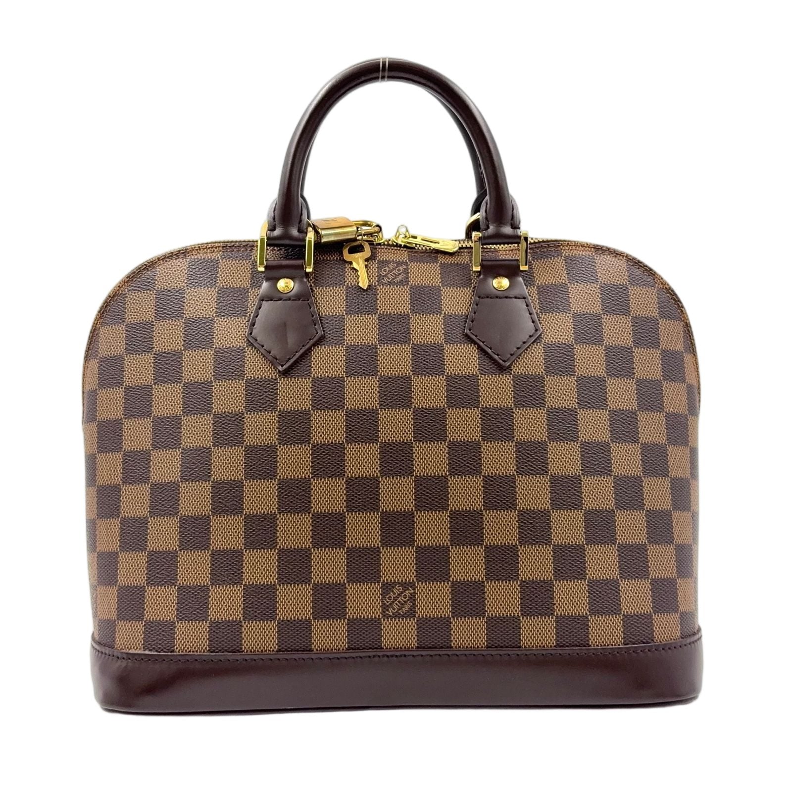 Louis Vuitton Alma PM Damier Ebene Leather Brown Handbag Gold
