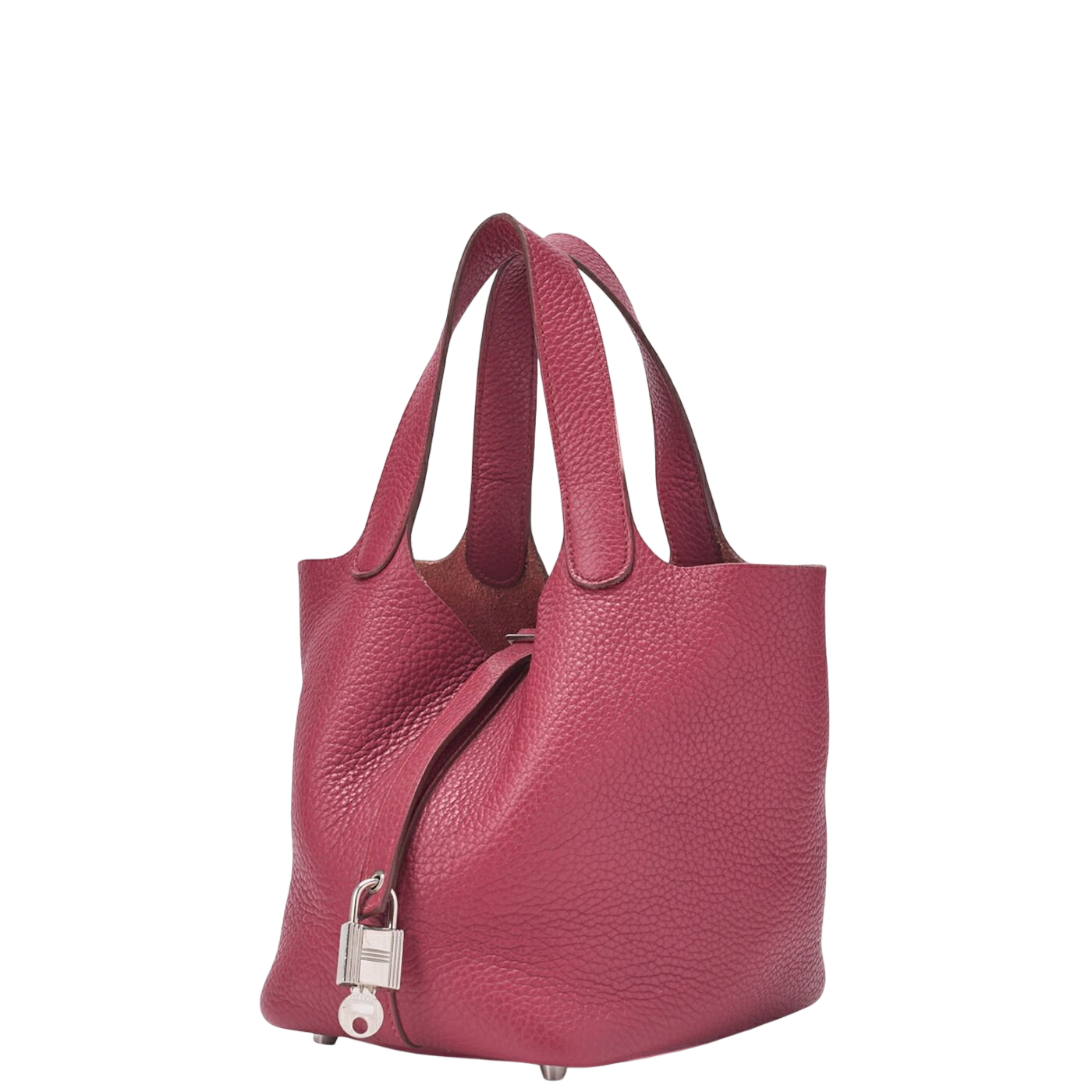 Hermes Picotin Lock PM Handbag Taurillon Clemence Rouge Casaque (silver