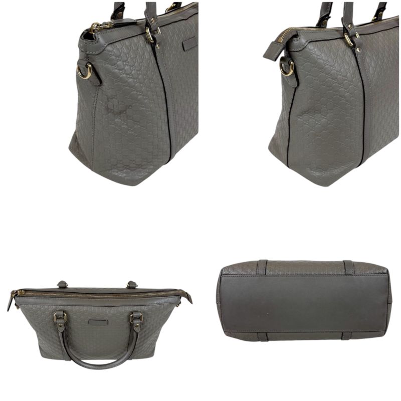 Gucci Micro Shimmer Leather Mini Tote Bag Shoulder Bag 2WAY Light Gray Leather