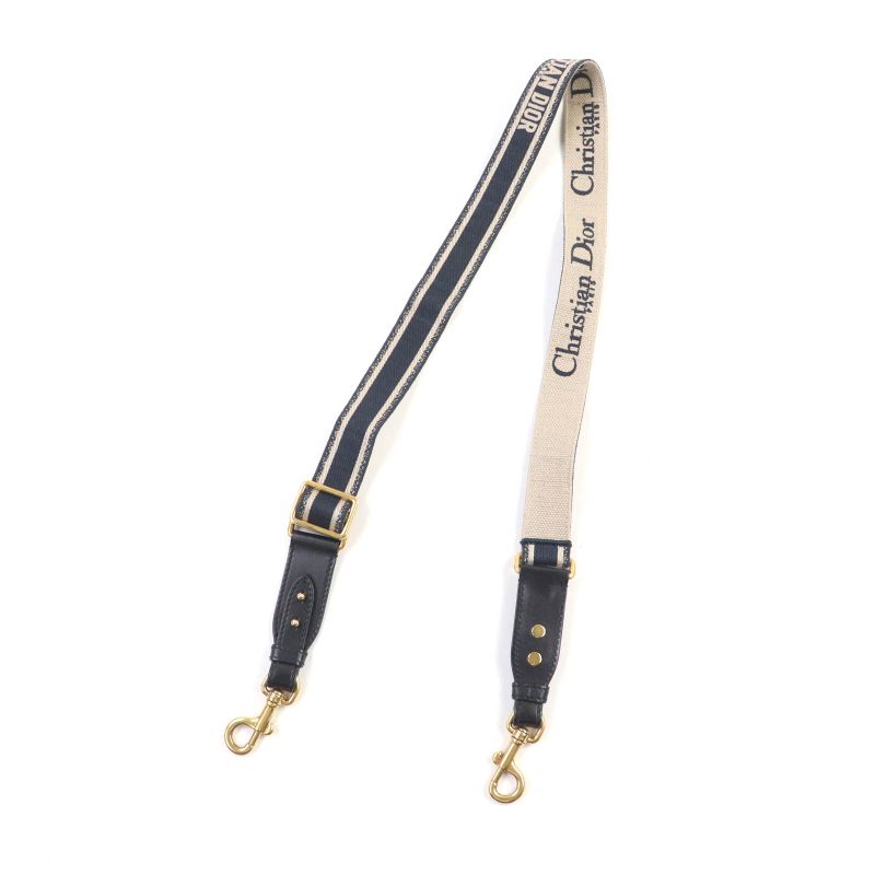 Christian DIOR S8553cbte Canvas Embroidery Logo Design Shoulder Strap Navy