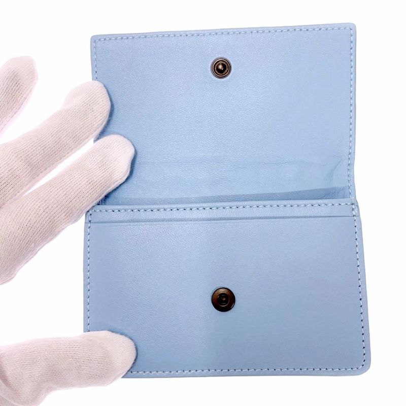 Bottega Veneta Leather Intrecciato Card Case Blue 371638 Card Case