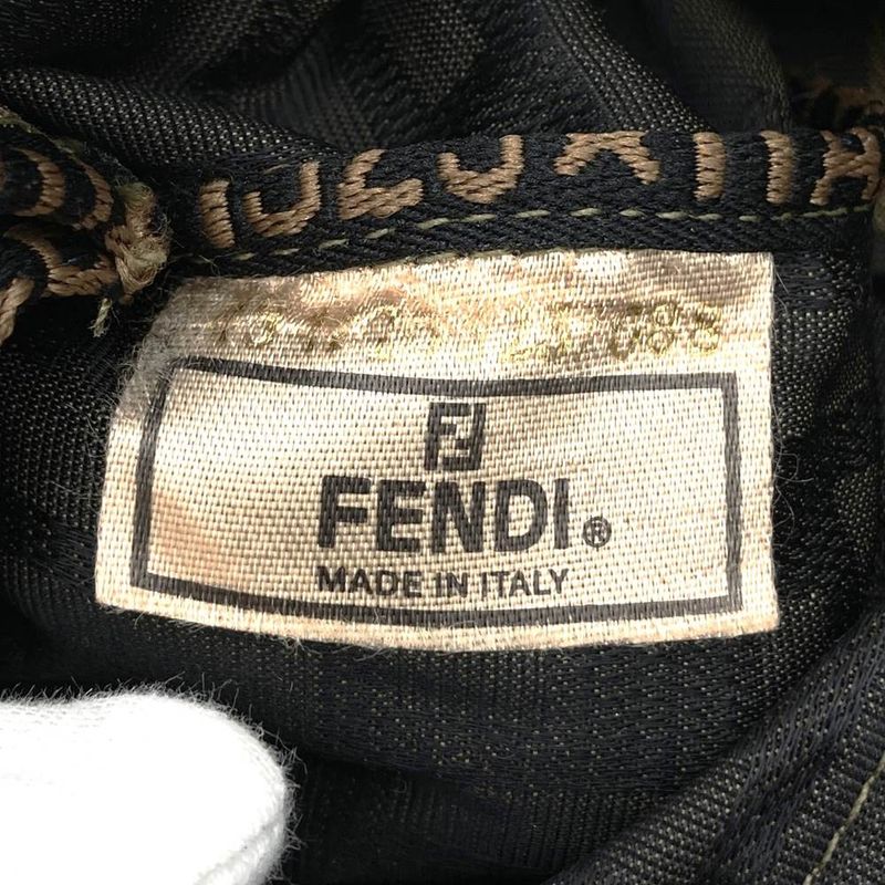 Fendi 257 088 Mini Handbag Brown Nylon Canvas Vintage Women Men