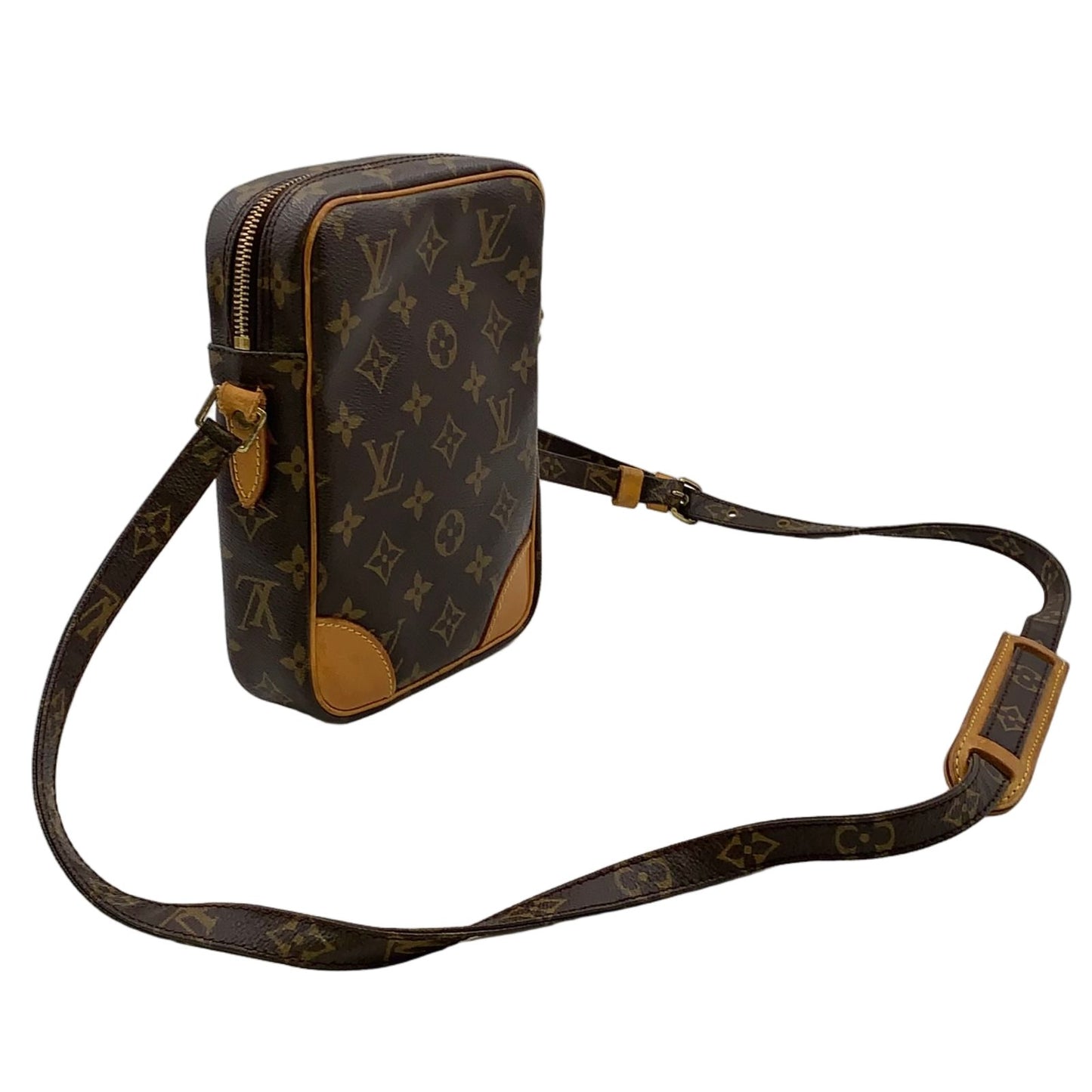 Louis Vuitton Danube Monogram Leather Brown Shoulder Bag Gold — view 2