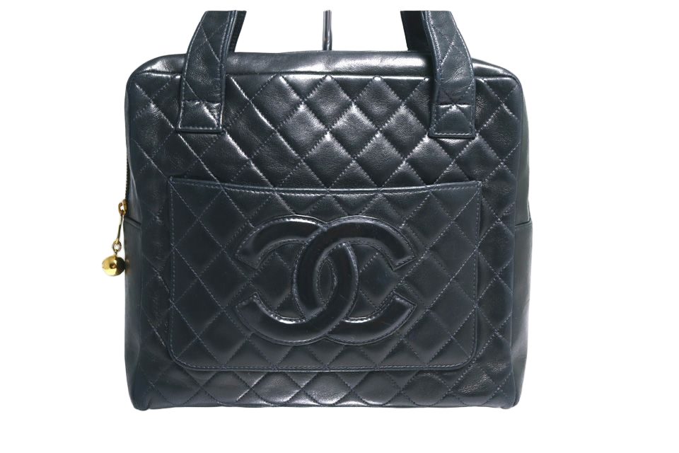 Chanel Quilted Jumbo CC Logo Leather Handbag