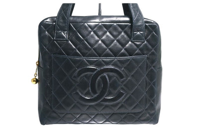 Chanel Quilted Jumbo CC Logo Leather Handbag