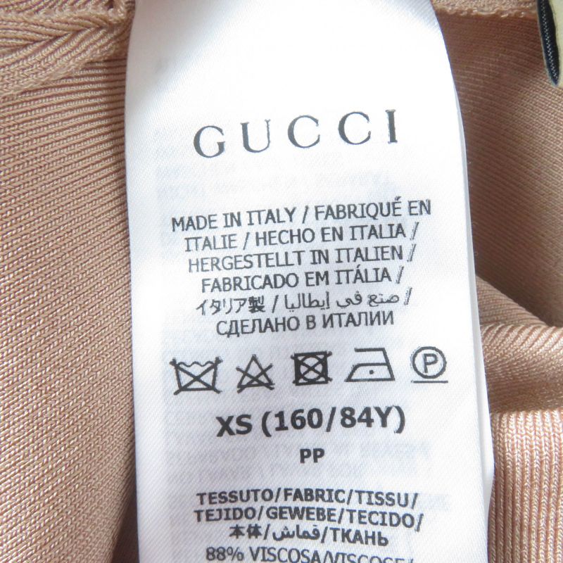 Gucci 22SS 678207 Front Zip Jersey Short Sleeve Knit Dress Pink Beige XS Made