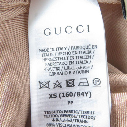 Gucci 22SS 678207 Front Zip Jersey Short Sleeve Knit Dress Pink Beige XS Made