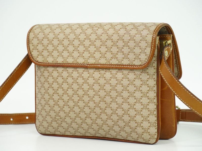 Authentic Celine Macadam Shoulder Bag Pochette PVC Beige Macadam Bag Pre-owned