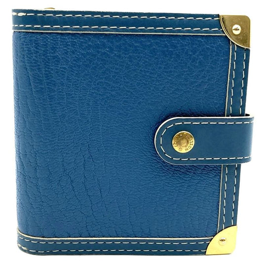 Louis Vuitton M91829 Compact Zip Bifold Wallet Blue Leather Women