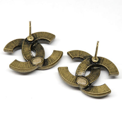 Chanel Earrings Metallic Coco Mark Abe557b18604 A24 Gold Vintage Design