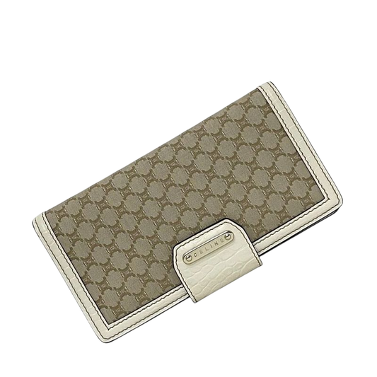 Celine Bifold Long Wallet Beige White Macadam Excellent Condition Wallet