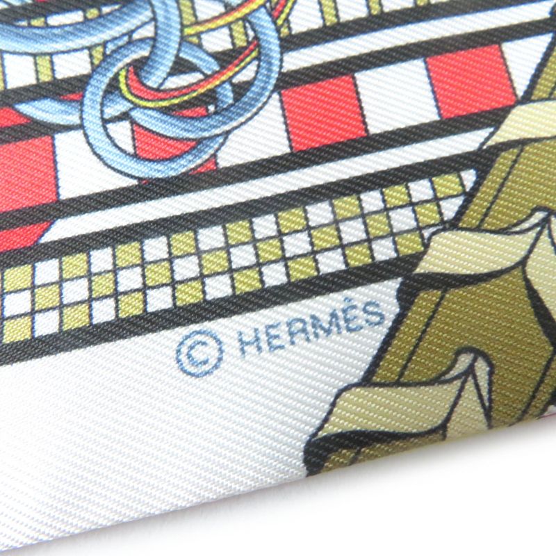 Hermes Brides Et Gris-gris Horse Maitreya And Charm 100% Silk Rouge/white/mordre