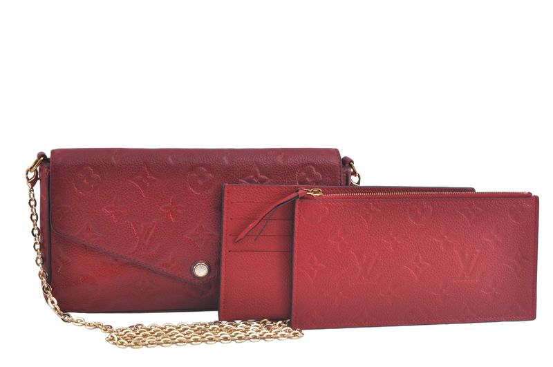 Louis Vuitton Monogram Empreinte Pochette Felice Shoulder Bag Red LV 9298m