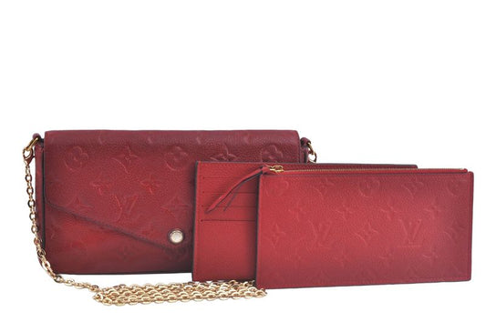 Louis Vuitton Monogram Empreinte Pochette Felice Shoulder Bag Red LV 9298m