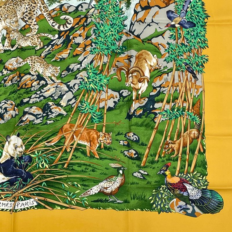 Hermes Carre 90 Sichuan Silk Scarf Yellow