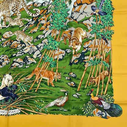 Hermes Carre 90 Sichuan Silk Scarf Yellow
