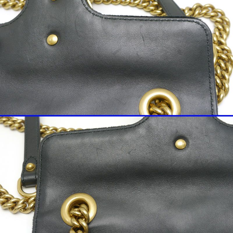 Gucci GG Marmont Chain Shoulder Bag 446744 Velour Black
