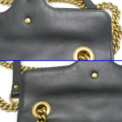 Gucci GG Marmont Chain Shoulder Bag 446744 Velour Black