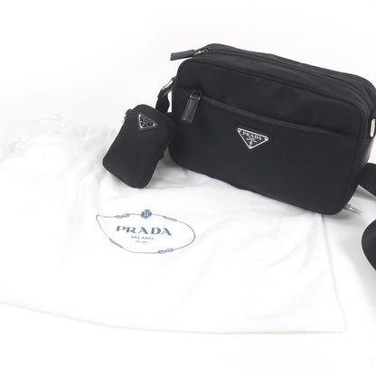 Prada 1bc167 Re-nylon Triangle Logo Triangle Plate Shoulder Bag With Pouch