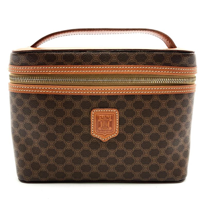 Celine MC96 Vanity Bag Handbag Cosmetic Pouch Macadam PVC Brown Ladies Men